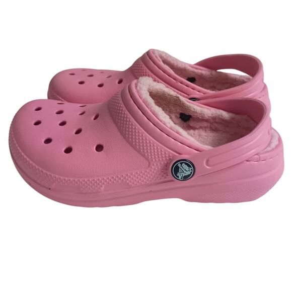 Crocs Classic Lined Crocs Pink Girls Size C13  VGUC - Picture 1 of 9